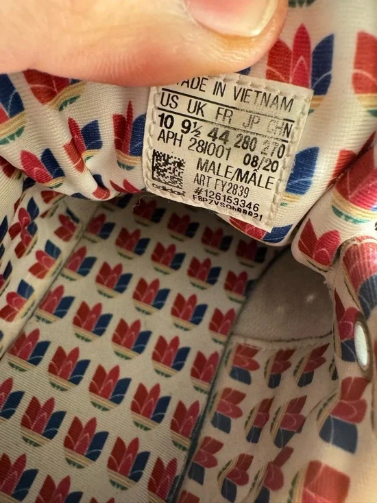 adidas White Leather Low-Top Sneakers with Multicolor Trim - Picture 7 of 7